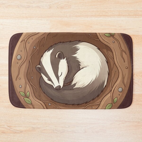 Item preview, Sleeping Badger in Burrow – Cozy Woodland Animal Illustration designed and sold by myforestfog.