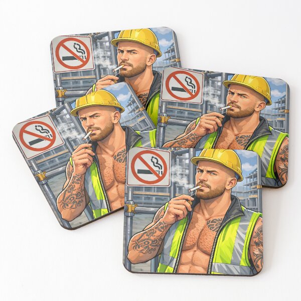 Item preview, Builder breaking the smoking rules designed and sold by Leatherandsmoke.