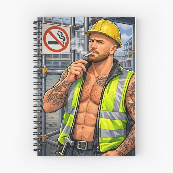 Item preview, Builder breaking the smoking rules designed and sold by Leatherandsmoke.