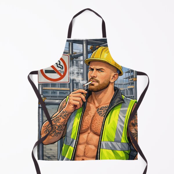 Item preview, Builder breaking the smoking rules designed and sold by Leatherandsmoke.