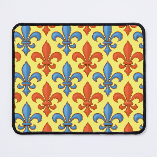 Item preview, Blue And Orange Fleur-de-lis Design On Yellow  designed and sold by PatternTitan.