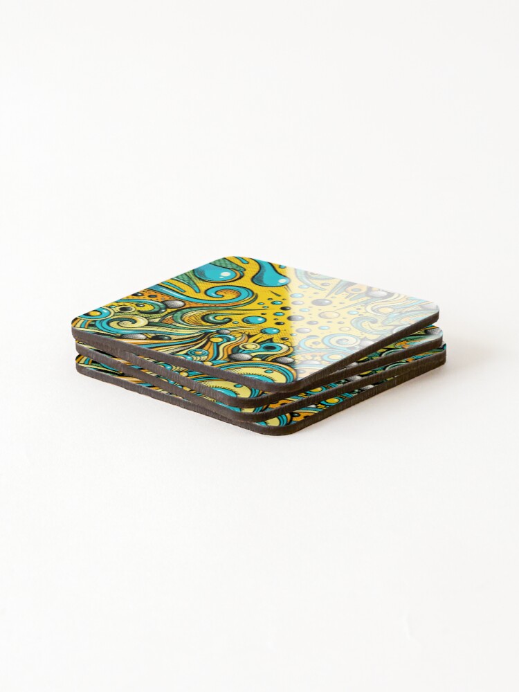 Thumbnail 4 of 5, Coasters (Set of 4), Retro Style Pattern designed and sold by RockBeeDesigns.