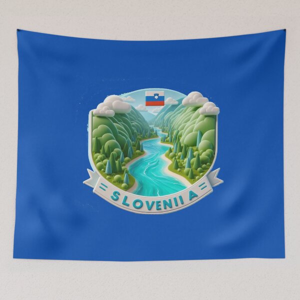 Item preview, Soča Valley Emerald River – Cute 3D Nature Label with Slovenia Flag   designed and sold by PaintMeWorld.