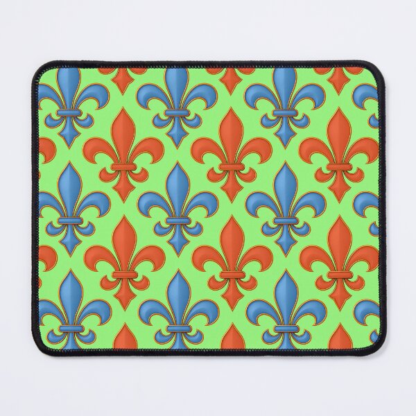 Item preview, Blue And Orange Fleur-de-lis Design On Green  designed and sold by PatternTitan.