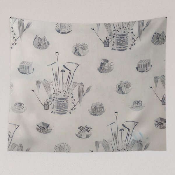 Item preview, A rare piece of fabric produced in 1958 from a Ravilious design - Magic Realism  - Eric Ravilious  designed and sold by nebelimr.