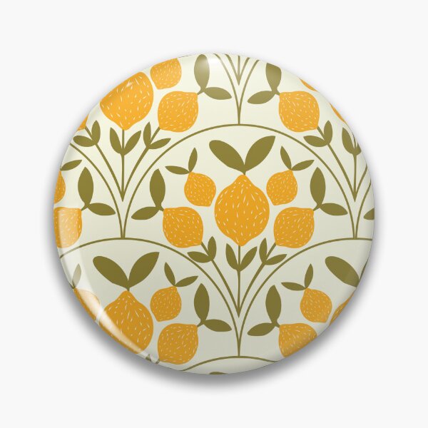 Item preview, Mediterranean Botanical Lemons on green scallop shapes designed and sold by Yasminepatterns .