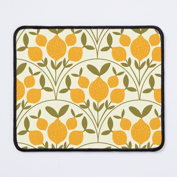 Item preview, Mediterranean Botanical Lemons on green scallop shapes designed and sold by Yasminepatterns .