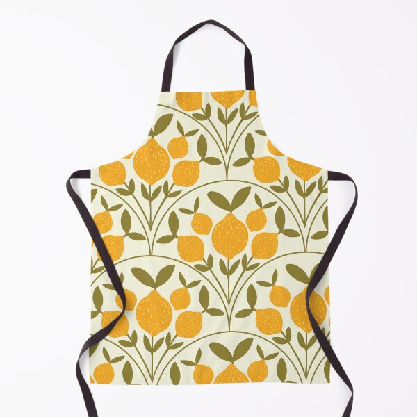 Item preview, Mediterranean Botanical Lemons on green scallop shapes designed and sold by Yasminepatterns .