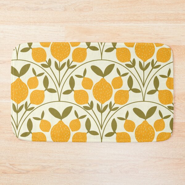 Item preview, Mediterranean Botanical Lemons on green scallop shapes designed and sold by Yasminepatterns .