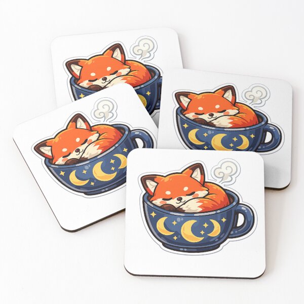 Item preview, Sleepy Fox with Coffee designed and sold by Iail Ioa.