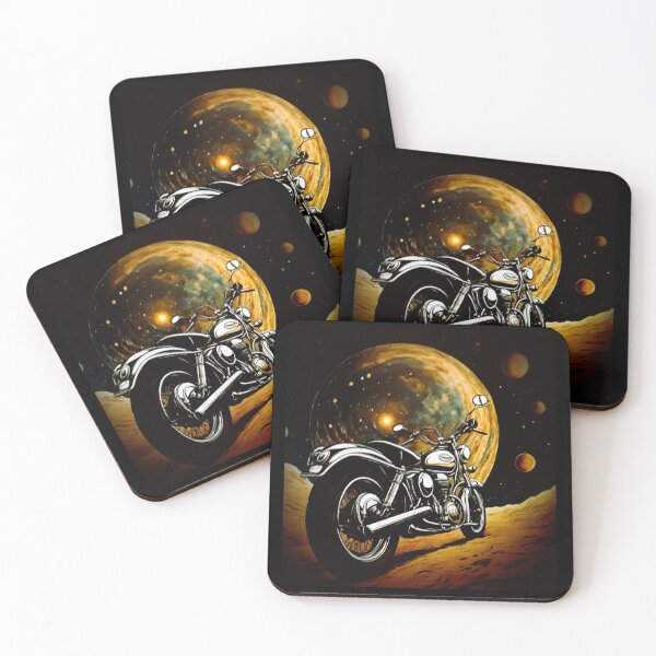 Item preview, "Classic Motorcycle in Cosmic Landscape – Retro Sci-Fi Art" designed and sold by Dogandesighn.