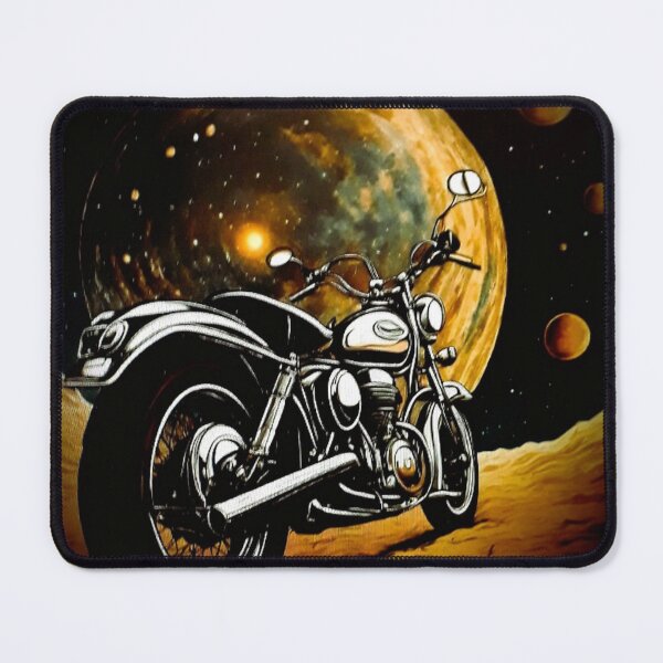 Item preview, "Classic Motorcycle in Cosmic Landscape – Retro Sci-Fi Art" designed and sold by Dogandesighn.