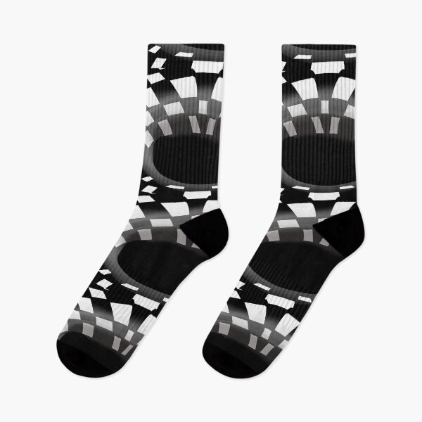 Item preview, 3D Optical Illusion Vortex Rug – Black and White Checkered Bottomless Hole in the floor effect for Living Room & Gamer Decor designed and sold by Artonmytee.