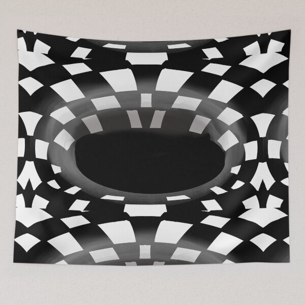 Item preview, 3D Optical Illusion Vortex Rug – Black and White Checkered Bottomless Hole in the floor effect for Living Room & Gamer Decor designed and sold by Artonmytee.