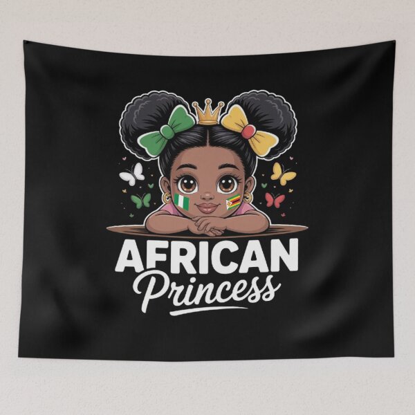 Item preview, African Princess Girl Nigeria and Zimbabwe Flag Mix Heritage Cute African designed and sold by BHMARTS.