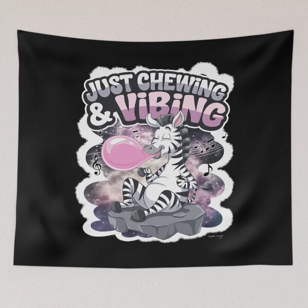 Item preview, Bubblegum Zebra Just Chewing Vibing  designed and sold by joyouartArt.