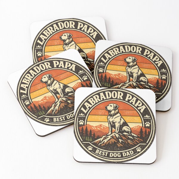 Item preview, Labrador Papa – Retro Mountain Sunset Badge | Best Dog Dad Gift designed and sold by PawPrintCustom.