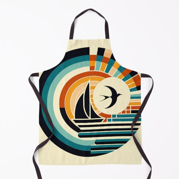Item preview, Geometric Sailboat and Swallow Sunset Emblem designed and sold by InkSmithery.