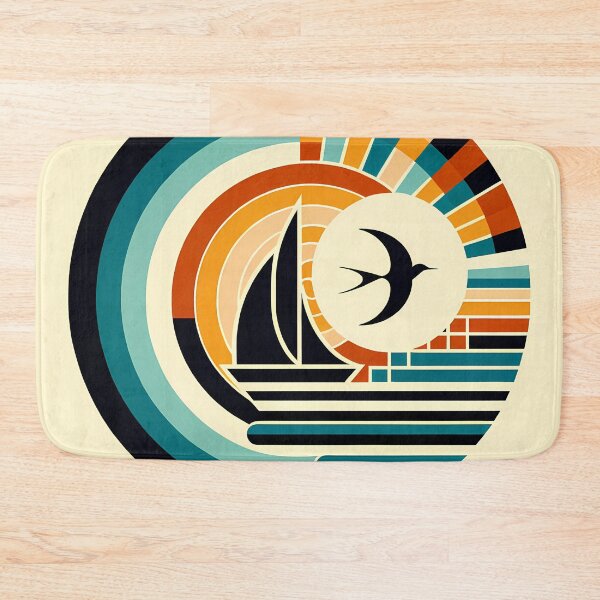 Item preview, Geometric Sailboat and Swallow Sunset Emblem designed and sold by InkSmithery.