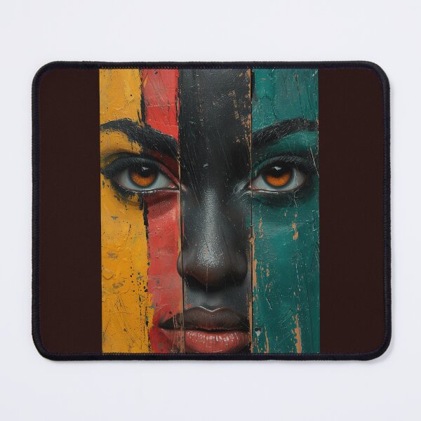 Item preview, Segmented Afro Portrait - Art with Ethnic Colors and Intense Amber Eyes designed and sold by Hipatye26.