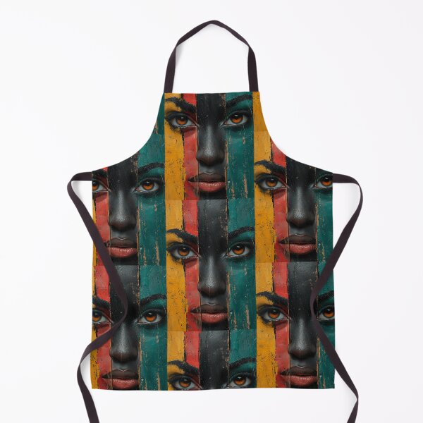 Item preview, Segmented Afro Portrait - Art with Ethnic Colors and Intense Amber Eyes designed and sold by Hipatye26.