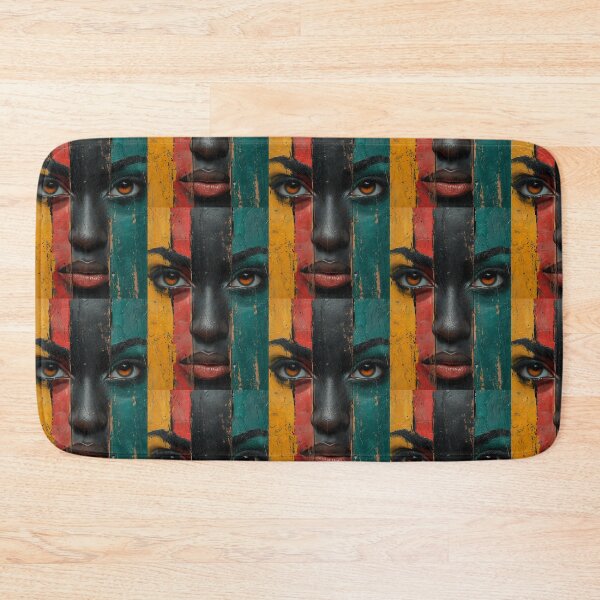 Item preview, Segmented Afro Portrait - Art with Ethnic Colors and Intense Amber Eyes designed and sold by Hipatye26.