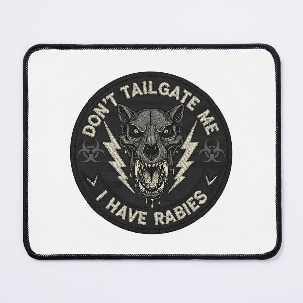 Item preview, Dont Tailgate Me I Have Rabies Skull Wolf Crest Badge designed and sold by SkeletonsDanger.