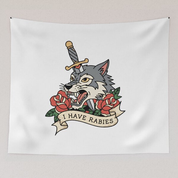 Item preview, Dont Tailgate Me I Have Rabies Angry Wolf With Dagger And Roses Quote designed and sold by SkeletonsDanger.