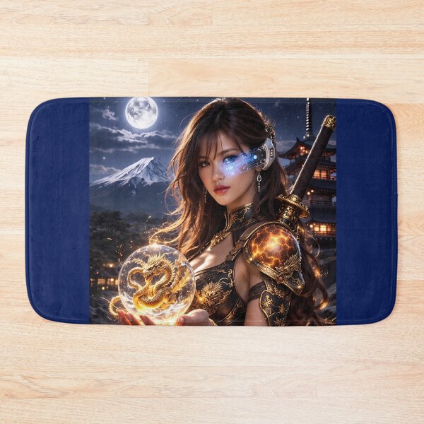 Item preview, Cyber Samurai Girl with Golden Dragon Spirit Crystal designed and sold by Dragon-Samurai.