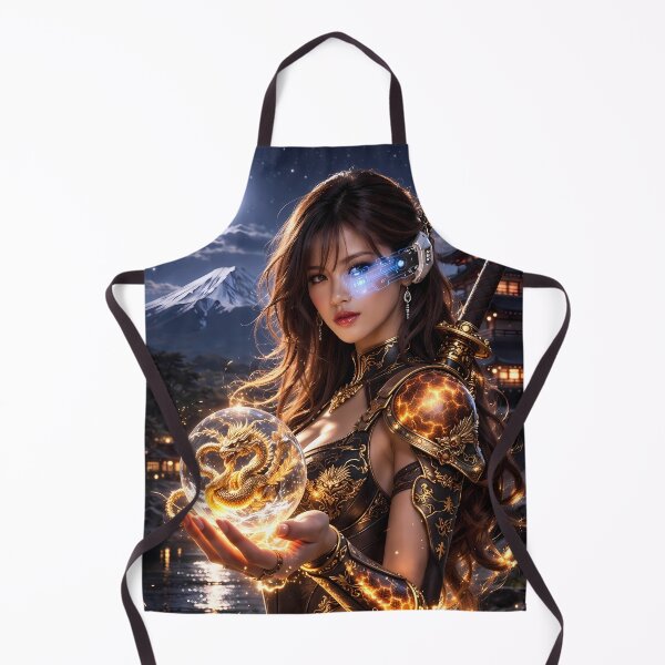 Item preview, Cyber Samurai Girl with Golden Dragon Spirit Crystal designed and sold by Dragon-Samurai.