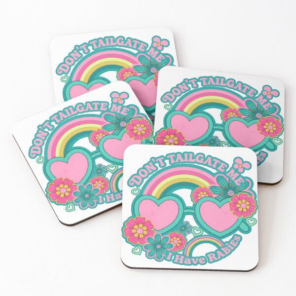 Item preview, Dont Tailgate Me I Have Rabies Floral Rainbow Heart Playful Quote designed and sold by SkeletonsDanger.