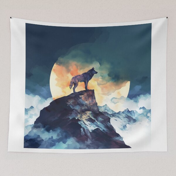 Item preview, Lone Wolf Over Golden Moon designed and sold by Christian Weiss.