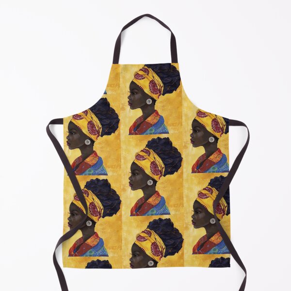 Item preview, Afro Woman in Profile - Ethnic Art with Yellow Scarf and Red Details designed and sold by Hipatye26.