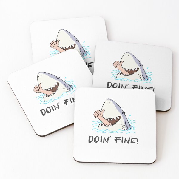 Item preview, Doin' Fine! -- eaten by shark sarcastic humor designed and sold by The Sporty Nerd.