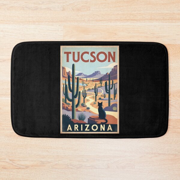 Item preview, Tucson Arizona Desert Cat Retro Travel Poster designed and sold by dudelinart.