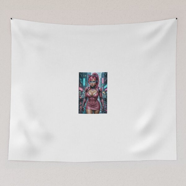 Item preview, Cathryne in Pink Cybernetic Suit Rain Cityscape designed and sold by CathryneDelamort.