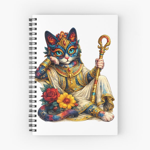 Item preview, Royal Pharaoh Cat: Golden Scepter & Sacred Floral Portrait Art designed and sold by GulfSignature.