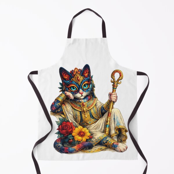 Item preview, Royal Pharaoh Cat: Golden Scepter & Sacred Floral Portrait Art designed and sold by GulfSignature.
