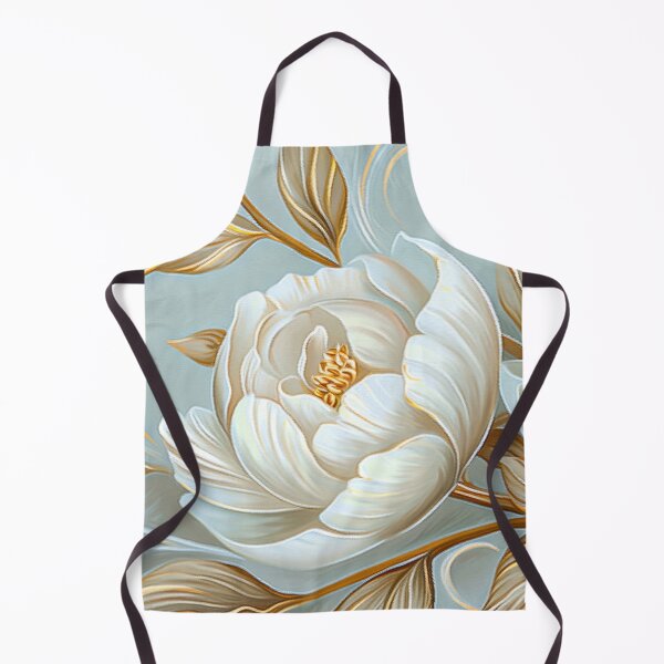 Item preview, White Peonies on Blue with Gold Embellishments designed and sold by MargaretWiktor.