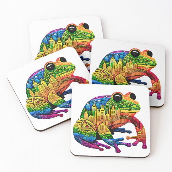 Item preview, Sydney Australia Frog Silhouette Neon Cityscape Illustration designed and sold by designleon19.