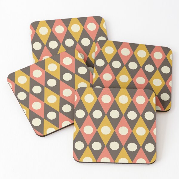 Item preview, Mid Century Circles On Diamonds In mustard And Terracotta On Taupe designed and sold by Yasminepatterns .