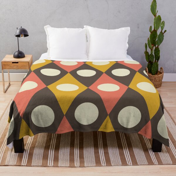 Item preview, Mid Century Circles On Diamonds In mustard And Terracotta On Taupe designed and sold by Yasminepatterns .