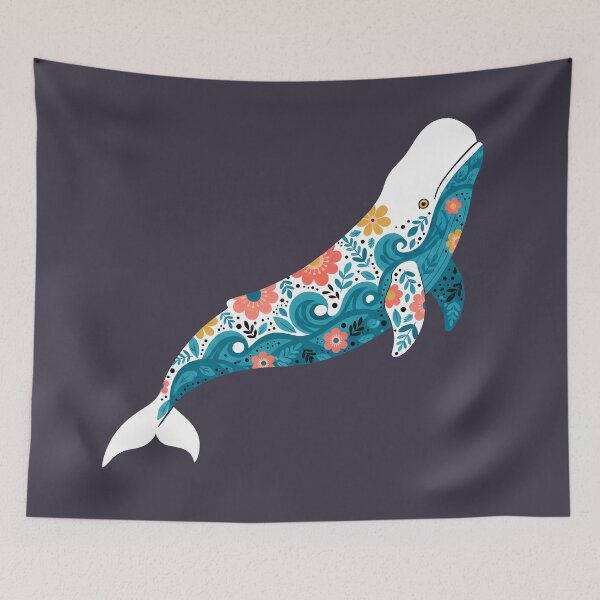 Item preview, Beluga Whale – Scandinavian Folk Art by heidiannemorris © designed and sold by FOLK ART FUSION by heidiannemorris.
