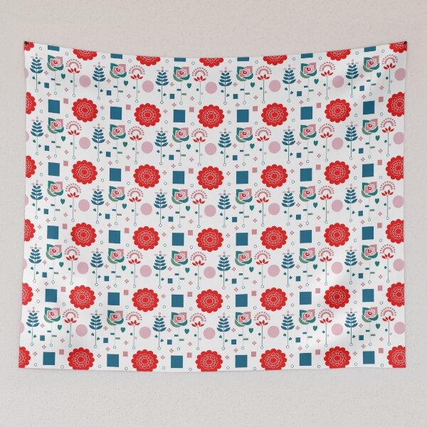 Item preview, seamless pattern of Horizontal Geometric Flower Composition in Minimal Style designed and sold by CreativebyTKK.