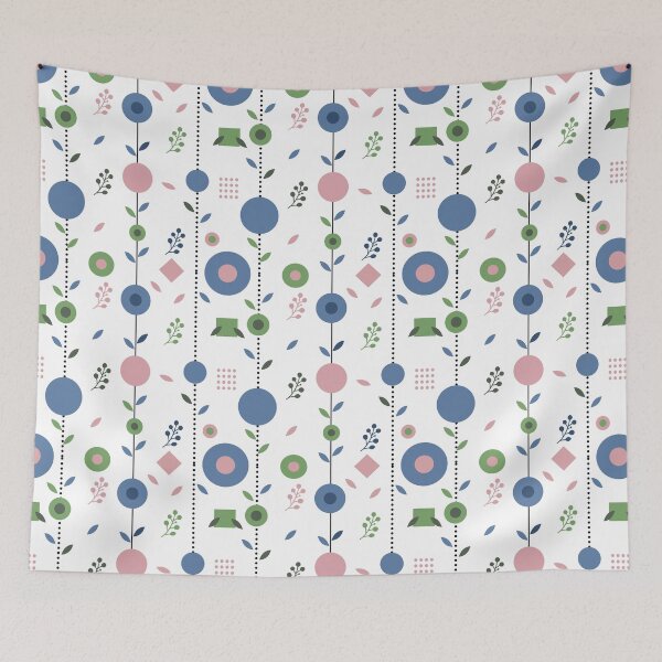 Item preview, seamless pattern of Vertical Geometric Floral Abstract Art Print designed and sold by CreativebyTKK.