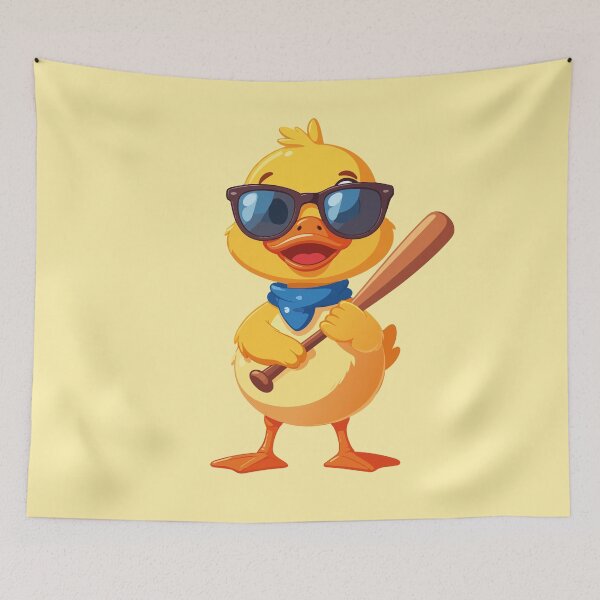 Item preview, Cool Cartoon Duck with Bat – Funny Character Illustration designed and sold by sorryNOTsorry.brand.