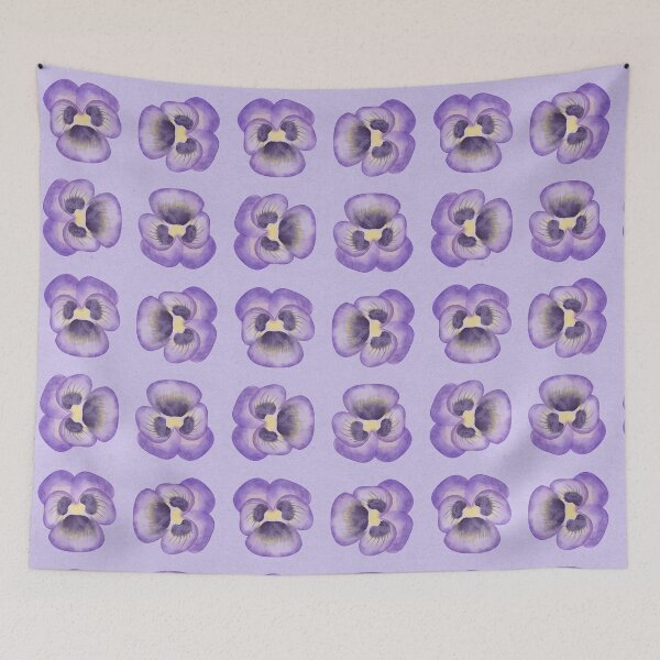 Item preview, Lilac purple repeat floral pattern watercolour pansy designed and sold by ButterflyKissCollab.