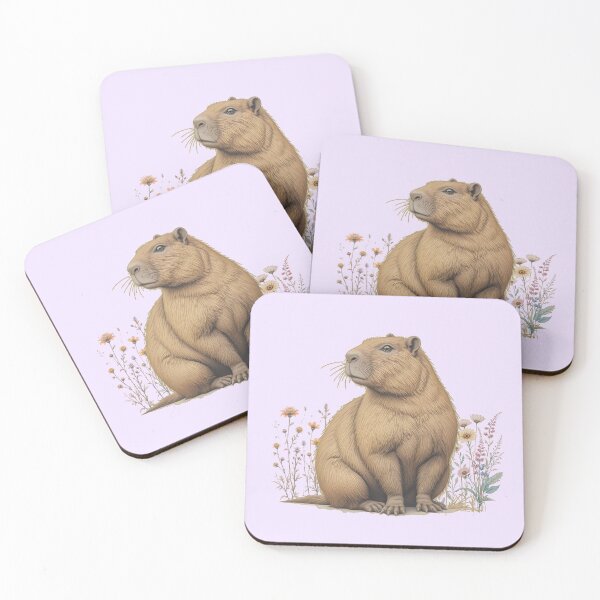 Item preview, Botanical Capybara Illustration with Wildflowers – Natural History Wildlife Art designed and sold by BloomStudio1.