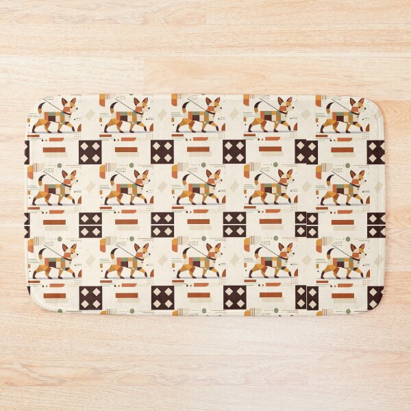 Item preview, Geometric pattern featuring stylized Chihuahua dogs in shades of beige, brown, and black. designed and sold by CreativebyTKK.