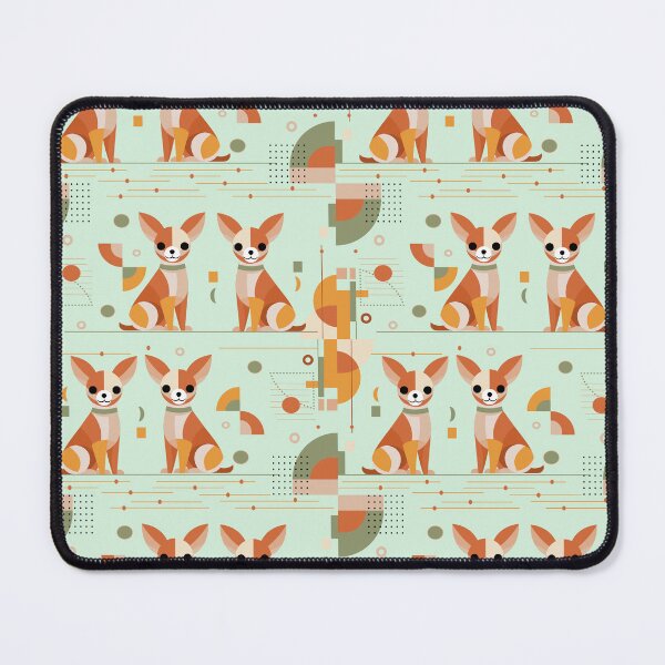 Item preview, Geometric pattern featuring stylized Chihuahua dogs against a muted turquoise background. designed and sold by CreativebyTKK.